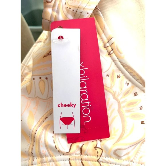 Xhilaration Juniors Cheeky Bottom Cream Yellow Paisley Print Bikini Swim Size M - Picture 8 of 9